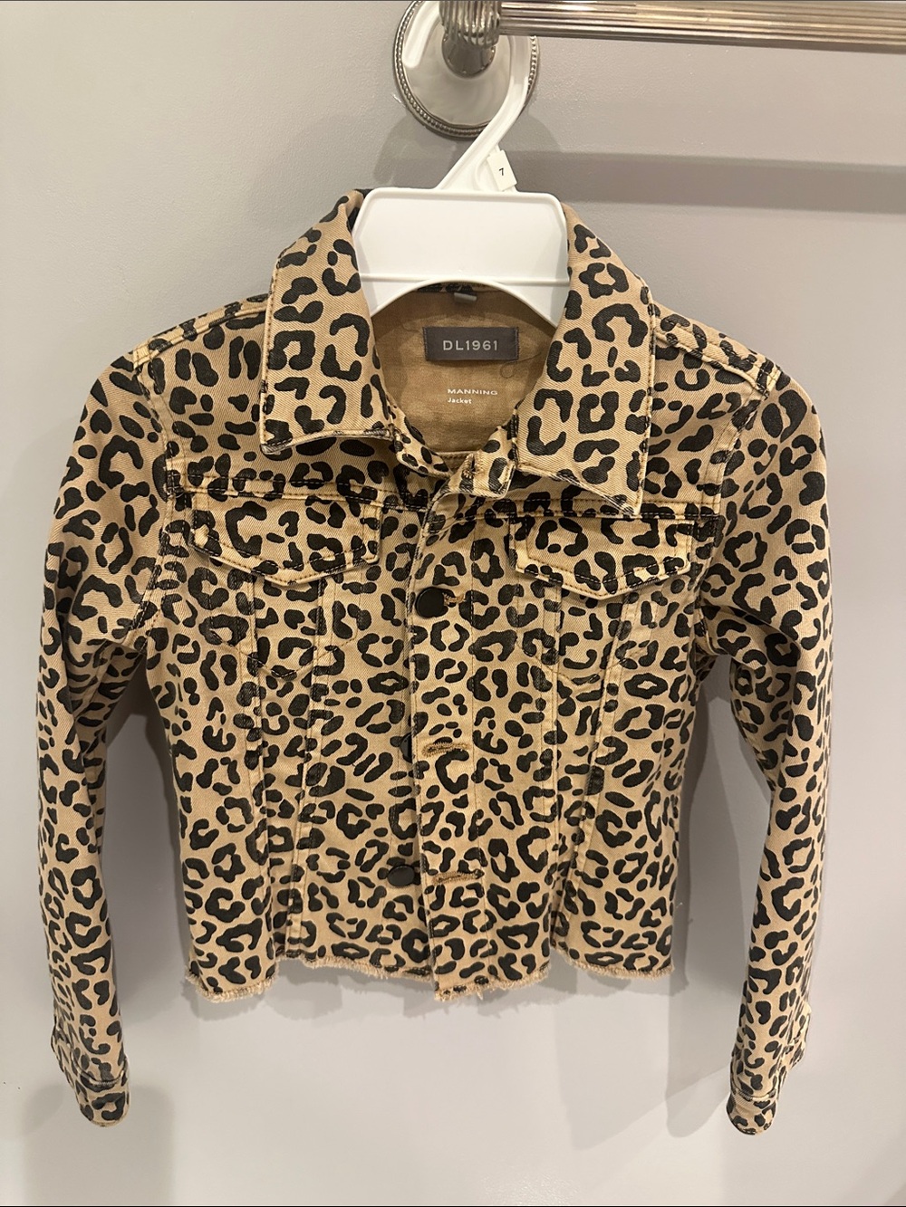DL1961 Tan and Black Leopard Print Kids' Jean Jacket